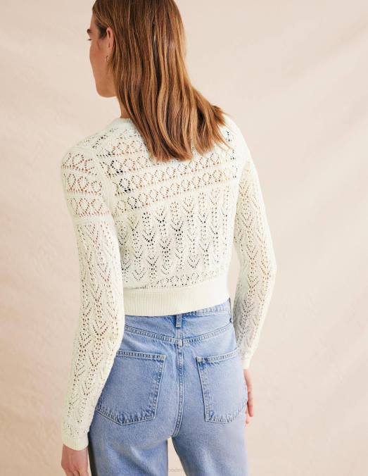 Boden vêtements ivoire chaud femmes cardigan en coton pointelle LB2X1418