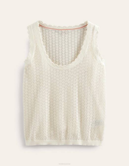 Boden vêtements ivoire chaud femmes débardeur en maille pointelle LB2X1697