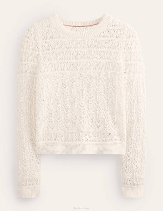 Boden vêtements ivoire chaud femmes pull en coton pointelle LB2X2131