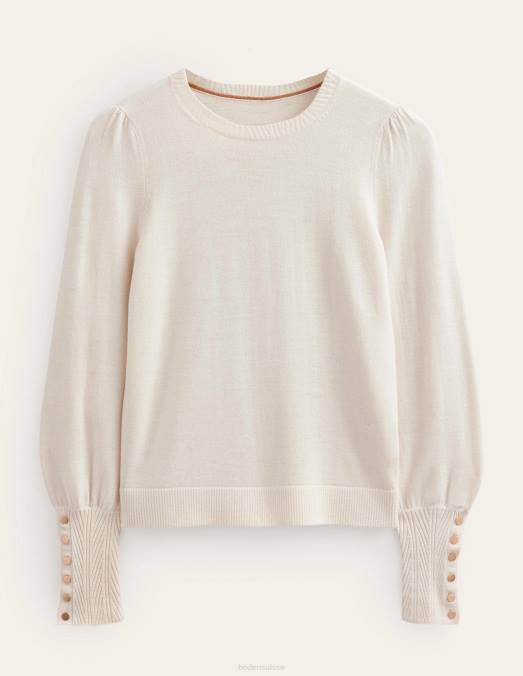 Boden vêtements ivoire chaud femmes pull en mérinos à poignets boutonnés LB2X1971