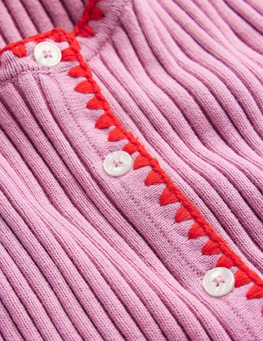 Boden vêtements lavande douce femmes cardigan côtelé à finitions en crochet LB2X619