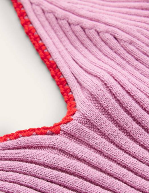 Boden vêtements lavande douce femmes gilet court en maille à finitions en crochet LB2X629