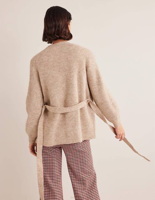 Boden vêtements mélange chinchilla femmes cardigan duveteux à ceinture LB2X1906