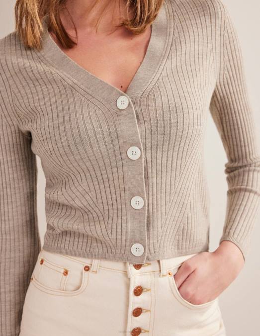 Boden vêtements mélange chinchilla femmes cardigan en mérinos côtelé LB2X2441
