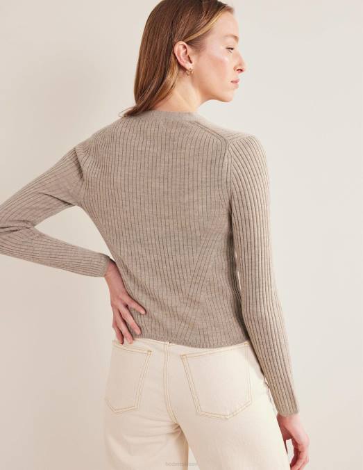 Boden vêtements mélange chinchilla femmes cardigan en mérinos côtelé LB2X2441