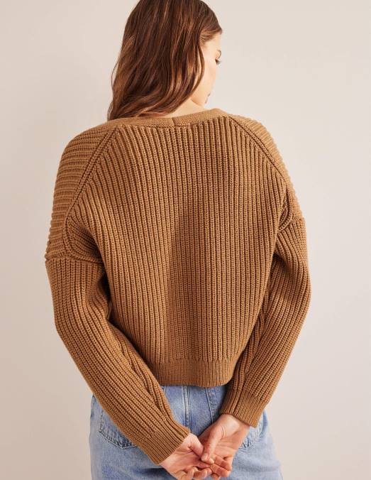 Boden vêtements mélange de chameau femmes cardigan côtelé oversize LB2X1214