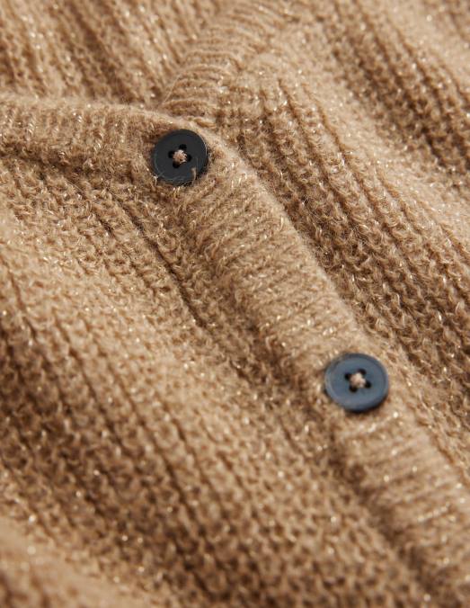 Boden vêtements mélange de chameau scintillant femmes cardigan court duveteux LB2X1075