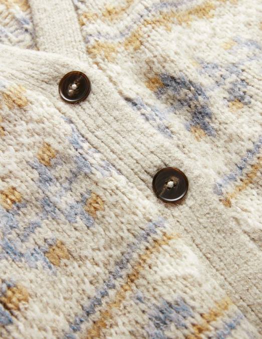 Boden vêtements mélange de flocons d'avoine fairisle femmes cardigan moelleux en jacquard LB2X1611