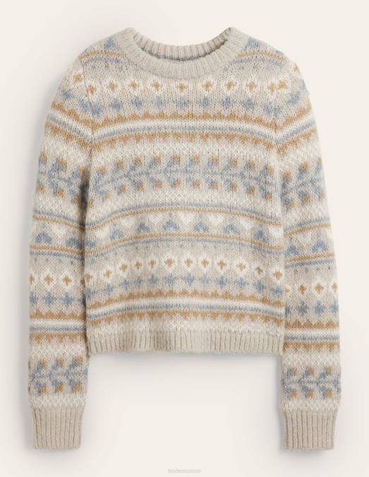 Boden vêtements mélange de flocons d'avoine fairisle femmes pull duveteux en jacquard LB2X2076