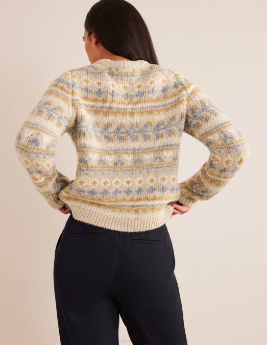 Boden vêtements mélange de flocons d'avoine fairisle femmes pull duveteux en jacquard LB2X2076