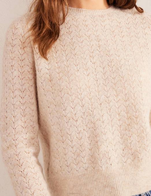 Boden vêtements mélange de flocons d'avoine femmes pull en pointelle duveteux LB2X1740