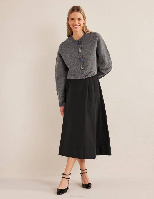 Boden vêtements mélange gris foncé femmes cardigan à insectes ornementés LB2X1678