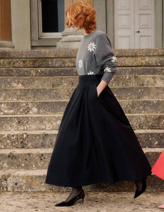 Boden vêtements mélange gris foncé femmes pull en laine à ornements LB2X1269