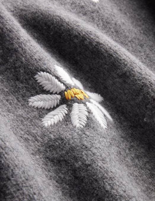 Boden vêtements mélange gris foncé femmes pull en laine à ornements LB2X1269