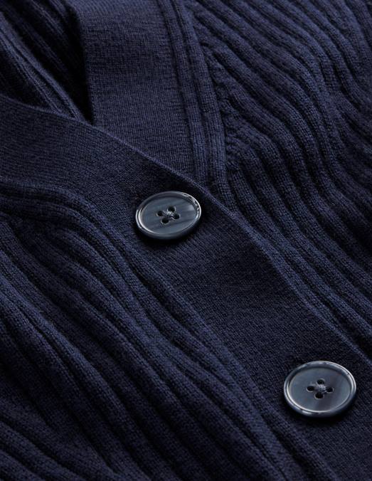 Boden vêtements marine femmes cardigan côtelé court en mérinos LB2X1719