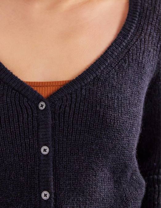 Boden vêtements marine femmes cardigan court duveteux LB2X1177