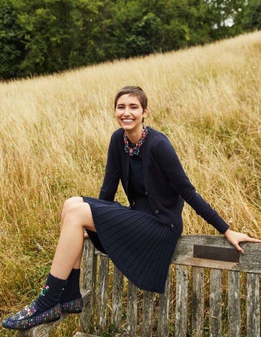 Boden vêtements marine femmes cardigan court en V en cachemire LB2X2464