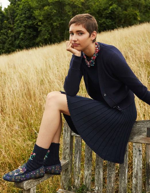 Boden vêtements marine femmes cardigan court en V en cachemire LB2X2464