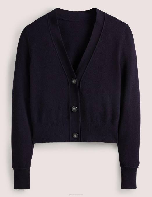 Boden vêtements marine femmes cardigan court en V en cachemire LB2X2464