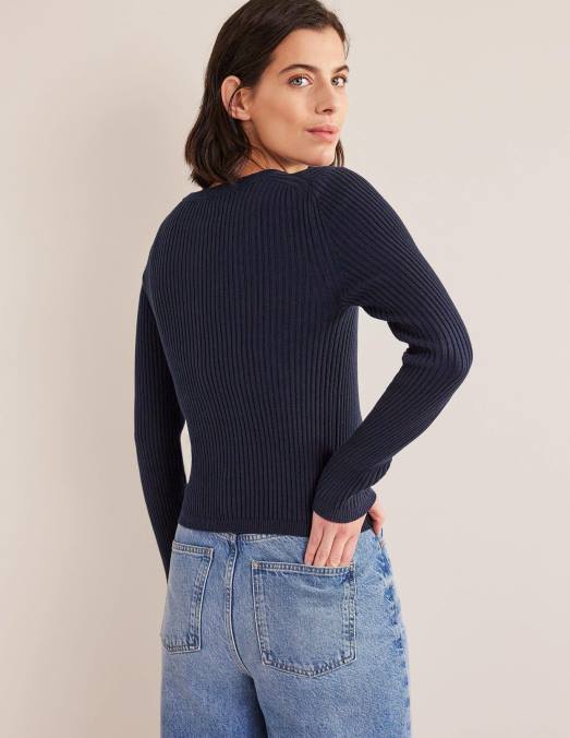 Boden vêtements marine femmes cardigan à détails côtelés LB2X942