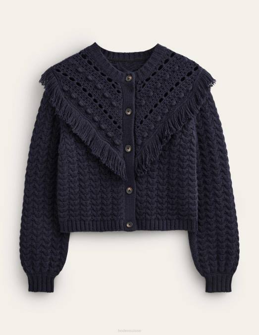 Boden vêtements marine femmes cardigan à franges LB2X1884