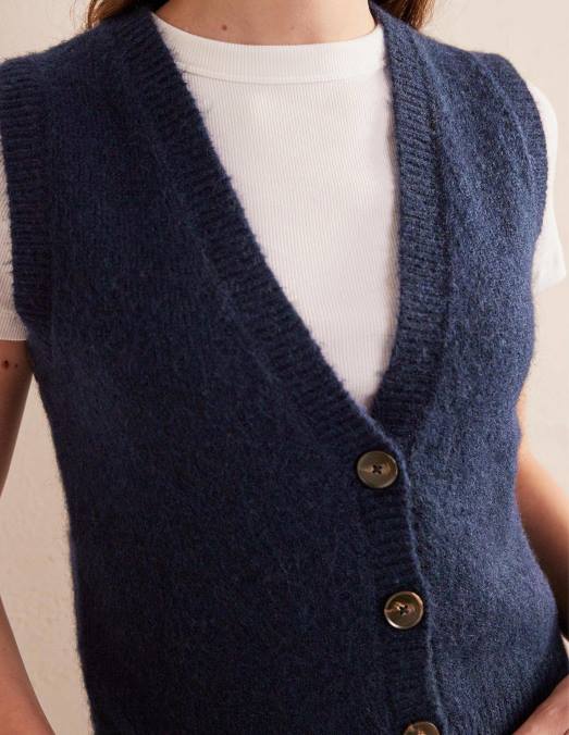 Boden vêtements marine femmes débardeur cardigan duveteux court LB2X2120