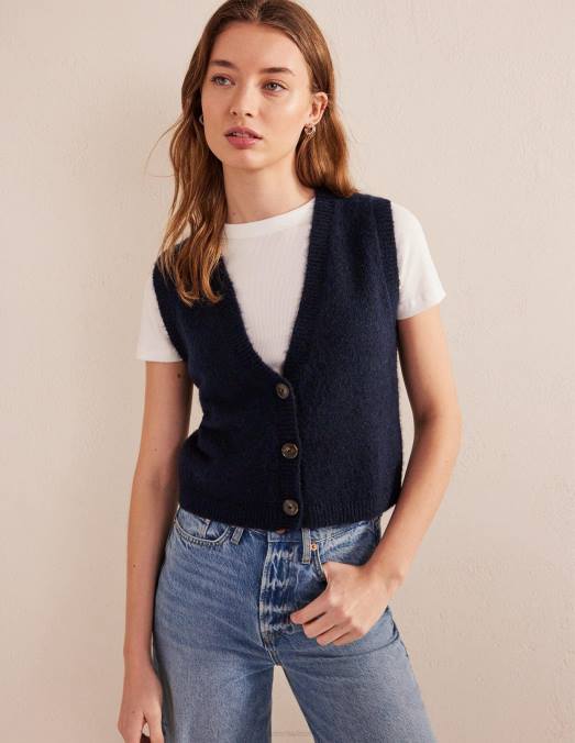 Boden vêtements marine femmes débardeur cardigan duveteux court LB2X2120