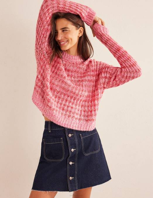 Boden vêtements marne rose femmes pull duveteux à larges côtes LB2X2021