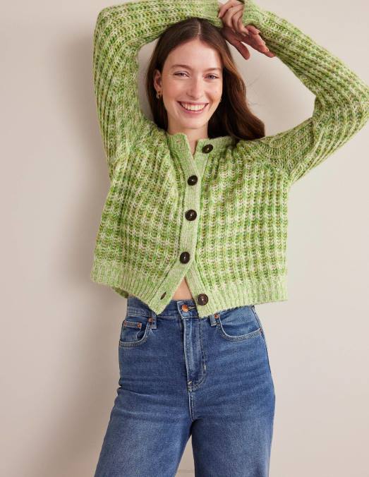 Boden vêtements marne verte femmes cardigan duveteux à larges côtes LB2X2442