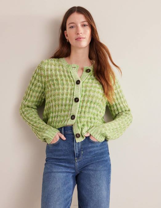 Boden vêtements marne verte femmes cardigan duveteux à larges côtes LB2X2442