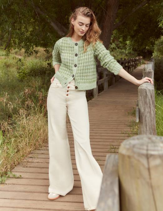 Boden vêtements marne verte femmes cardigan duveteux à larges côtes LB2X2442