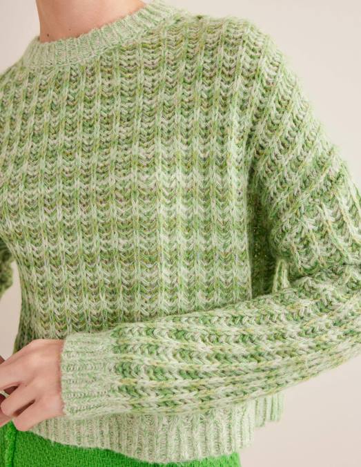 Boden vêtements marne verte femmes pull duveteux à larges côtes LB2X2072