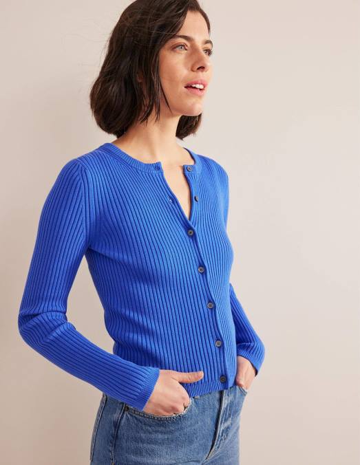 Boden vêtements nébuleuse bleue femmes cardigan à détails côtelés LB2X1203
