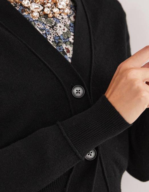 Boden vêtements noir femmes cardigan court en V en cachemire LB2X2466