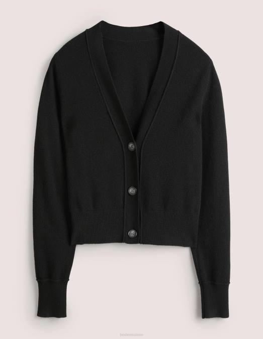Boden vêtements noir femmes cardigan court en V en cachemire LB2X2466