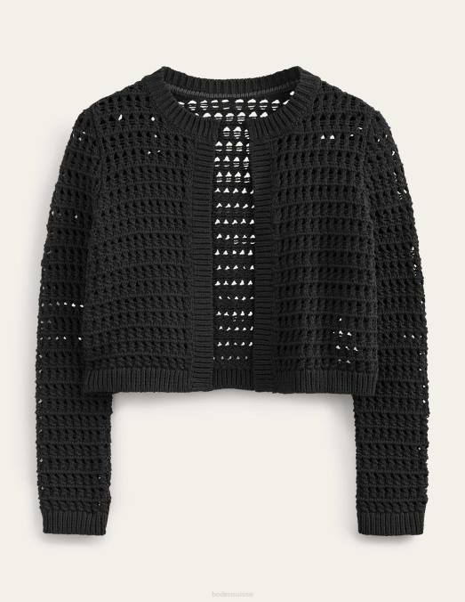 Boden vêtements noir femmes cardigan court en crochet LB2X1523