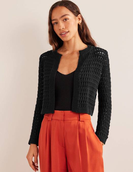 Boden vêtements noir femmes cardigan court en crochet LB2X1523