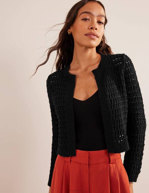 Boden vêtements noir femmes cardigan court en crochet LB2X1523
