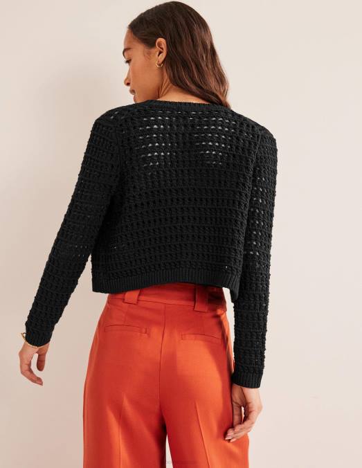 Boden vêtements noir femmes cardigan court en crochet LB2X1523