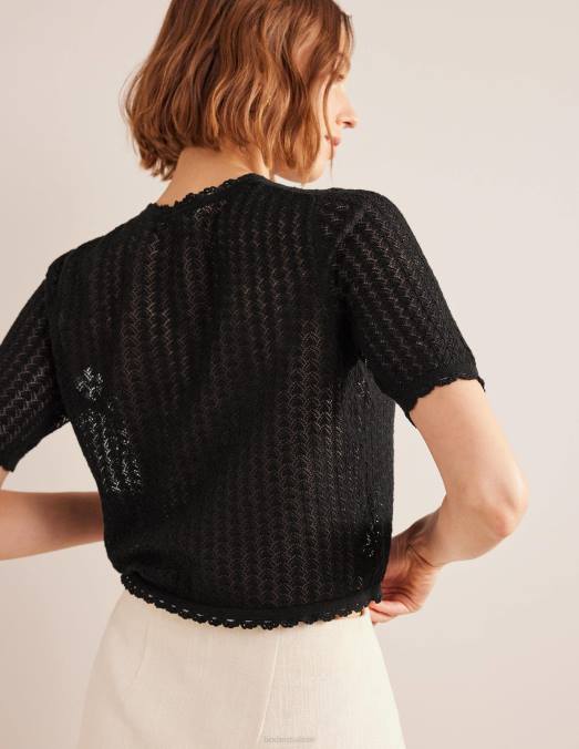 Boden vêtements noir femmes cardigan court à manches courtes LB2X1340