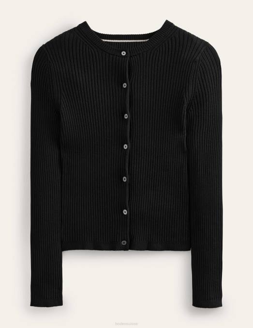 Boden vêtements noir femmes cardigan à détails côtelés LB2X1037