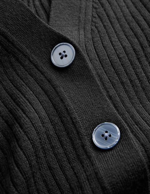 Boden vêtements noir femmes cardigan en mérinos côtelé LB2X1291