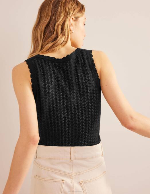 Boden vêtements noir femmes débardeur en maille pointelle LB2X1583