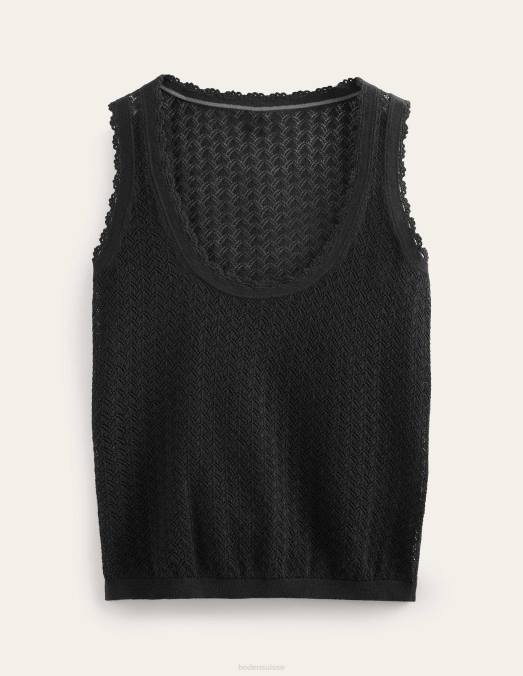 Boden vêtements noir femmes débardeur en maille pointelle LB2X1583