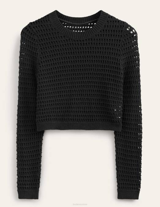 Boden vêtements noir femmes pull court en crochet LB2X2087