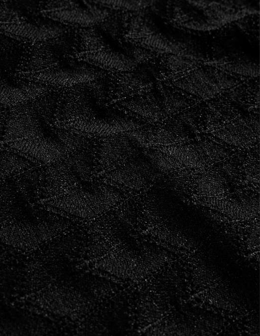 Boden vêtements noir métallisé femmes haut de plage en maille à col en V LB2X626