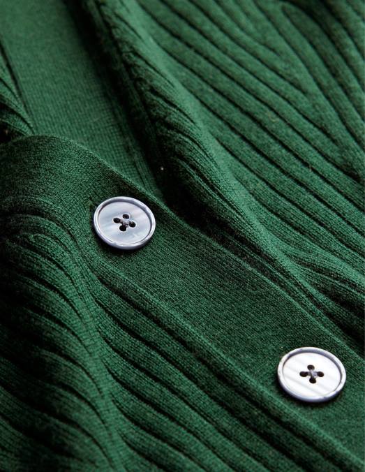 Boden vêtements nuit d'émeraude femmes cardigan côtelé court en mérinos LB2X1649