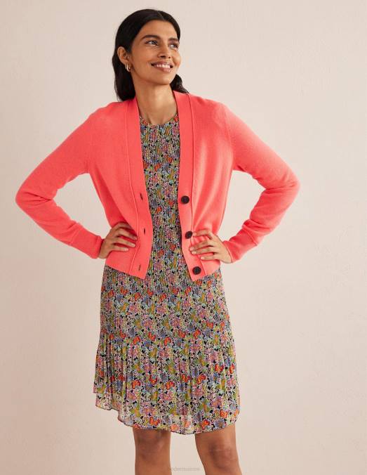 Boden vêtements pastèque brillante femmes cardigan col v en cachemire LB2X1983