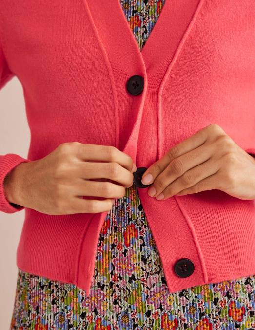 Boden vêtements pastèque brillante femmes cardigan col v en cachemire LB2X1983