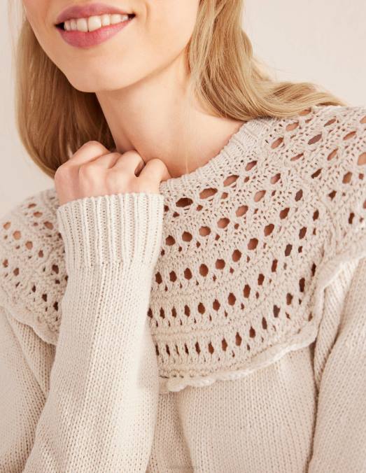 Boden vêtements peau de mouton femmes pull à empiècement au crochet LB2X1266